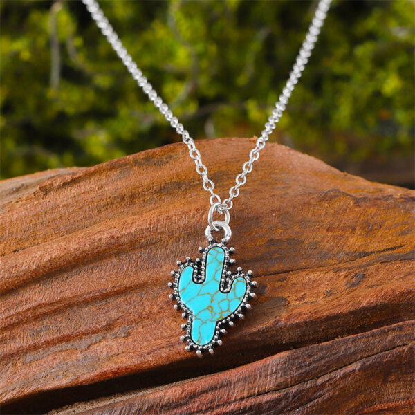 oly-7bca799433abe211d20e886600d772ea Wholesale Cactus Turquoise Earring Necklace Set Layering Jewelry Fashion Accessory Boutique Resale