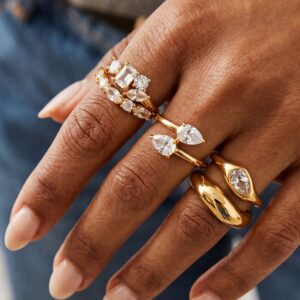 Wholesale Stainless Steel Electroplated Zircon Open Ring Irregular Geometric Minimalist Style Everyday Fashion Jewelry Accessory For Gift And Resale