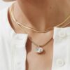 Wholesale Trendy Stainless Steel Geometric Zircon Oval Necklace For Women 18K Gold Plated Fashion Jewelry Accessory Boutique Resale