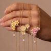 Wholesale Pearl Carnation January Birth Flower Necklace Copper Electroplated Heart Pendant Fashion Jewelry