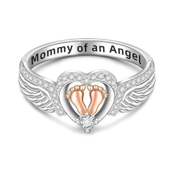 Wholesale Angel Wing Heart Ring Silver Alloy Fashion Jewelry Gift For Mom