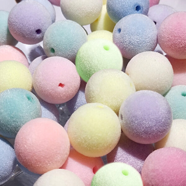 oly-7c4c764400a9976bd290628c944c498c Wholesale Flocked Acrylic Beads - Light Blue Round Loose Beads for DIY Jewelry Making, Chic Craft Supply for Resale