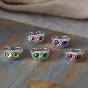 Wholesale Retro Eagle Open Adjustable Ring Orange Red Zinc Alloy Electroplated Jewelry Accessory For Everyday Gift