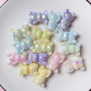 Wholesale Acrylic Bear Loose Beads Glow-in-the-Dark Blue Two-Color Gradient Electroplated for DIY Phone Charm Jewelry Making Supply