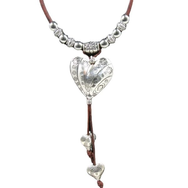 oly-7cc85271a11391990e7159e8d3064755 Wholesale Bohemian Heart Pendant Leather Rope Necklace For Women Retro Style Fashion Jewelry Boutique Resale Gift