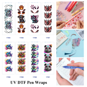 Wholesale 2/8/16pcs Neon Gra Gothic Cute Monster Animal Pen and Bookmark Stickers UV DTF Wraps