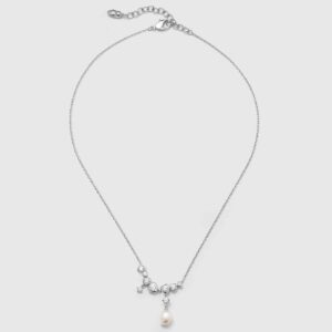 Silver diamond bead necklace
