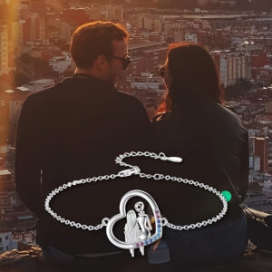 oly-7dab40afa0c8d7a45c6fa3a557747551 Wholesale Vintage Halloween Heart Couple Hugging Bracelet Silver Metal Fashion Jewelry Accessory