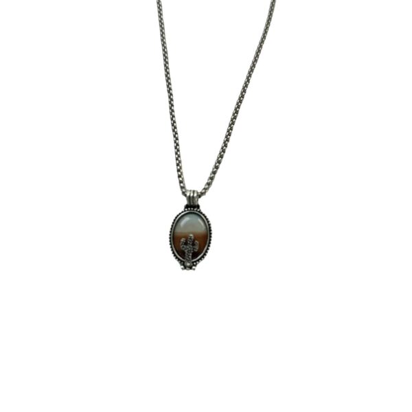 oly-7de00172f8f27a9a4dd1c67ca0ae7f7c Wholesale Western Style Minimalist Cactus Pendant Necklace Ancient Silver Zinc Alloy Jewelry Gift