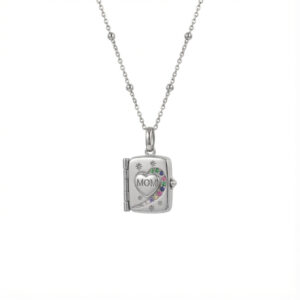 Silver love color zirconium necklace