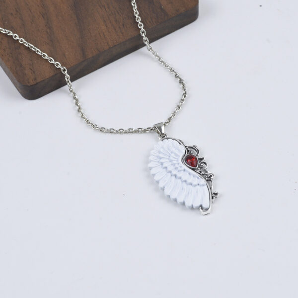 oly-7e1da1ebc85154caae1dd69ce77490a4 Wholesale Zinc Alloy Antique Silver Angel Wings Ruby Red Pendant Necklace Women S Boutique Resale Jewelry