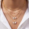 oly-7e78e8dd3f6b13bc56d0b43933e50471 Wholesale Modern Double Layer Snake Chain Necklace Square Zircon Water Drop PendantStainless Steel Electroplated Fashion Jewelry Accessory