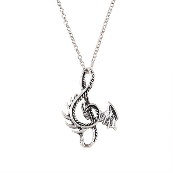 oly-7f43a20db90f0082c7faa7928b5612c7 Wholesale Zinc Alloy Punk Dragon Music Note Pendant Necklace Silver Tone Men S Fashion Accessory Gift And Boutique Resale