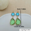 Wholesale Retro Irregular Blue Green Resin Zinc Alloy Earrings Trendy Fashion Accessory For Gift And Boutique Resale