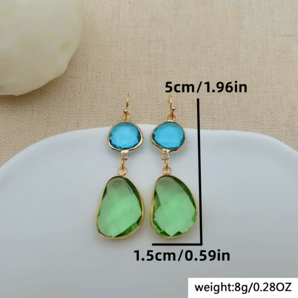 Wholesale Retro Irregular Blue Green Resin Zinc Alloy Earrings Trendy Fashion Accessory For Gift And Boutique Resale