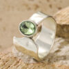 Wholesale Retro Hammered Green Gemstone Ring For Women Silver Alloy Fashion Jewelry Accessory Casual Everyday Wear