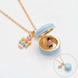 Blue macaron clasp necklace