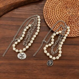 oly-80eeef8fade5ba007a24c0cf048ec79f Wholesale Halloween Double Layer Pearl Necklace With Pumpkin Head And Ghost Pendant Retro Style Trendy Jewelry Accessory For Boutique Resale