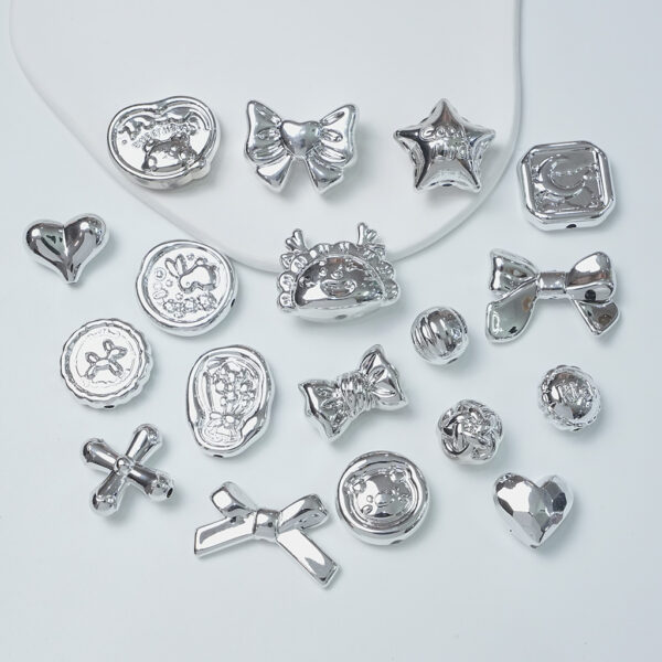 oly-813928a22c57d96e0829052801d49d86 Wholesale Silver Tone UV Plated Acrylic Cross Star Heart Beads Vintage Punk DIY Bracelet Jewelry Making Accessory Gift
