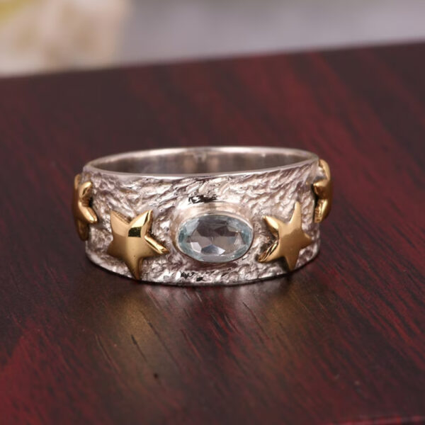 oly-81413b8d462493229bd2a8196c26a487 Wholesale Vintage Star Moonstone Ring For Women Silver Tone Alloy Fashion Jewelry Accessory Everyday Gift
