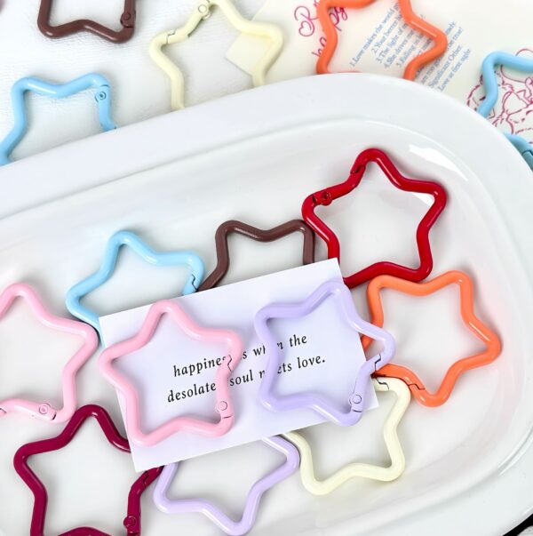 oly-8146f73237d6775c8d0980f8ca0d9300 Wholesale Colorful Painted Metal Five-Pointed Star Spring Buckle DIY Accessory for Bag Charm Keychain Craft Supply