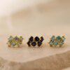 Wholesale Electroplating Copper Plated Twelve Birthstone Stud Earrings Geometric Style Women S Fashion Jewelry Gift