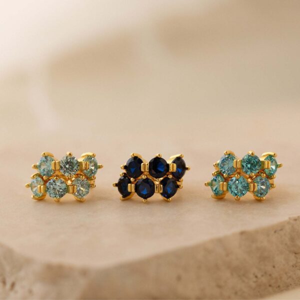 Wholesale Electroplating Copper Plated Twelve Birthstone Stud Earrings Geometric Style Women S Fashion Jewelry Gift