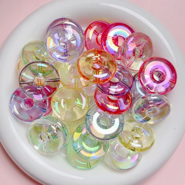Wholesale UV Plated Acrylic Donut Beads Hand Painted High Gloss Loose Beads for DIY Phone Straps Bag Charms