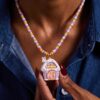 Wholesale Creative Fairy Tale Cat House Locket Necklace Copper Electroplated Stylish Jewelry Accessory