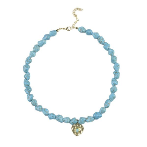 oly-817a15a7e07c85c794135e04752d73bf Wholesale Bohemian Turquoise Heart Pendant Necklace Retro Zinc Alloy Fashion Jewelry Accessory For Women