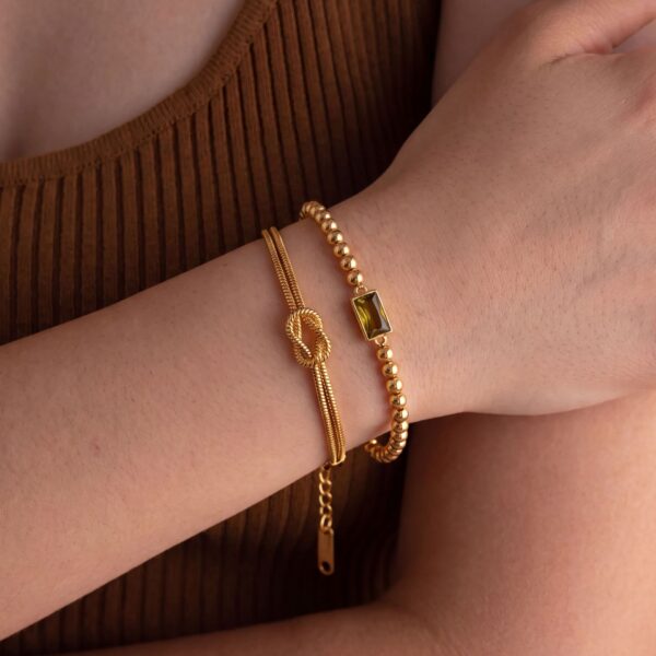 oly-8183acb51df11f432223b5751940ddca Wholesale Minimalist Stainless Steel Beaded Woven Rope Bracelet For Women Tone Electroplated Chic Everyday Gift Or Boutique Resale