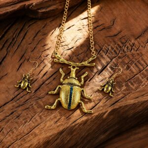 Beetle Necklace and Earring Set - Gold Set (FG1669)
