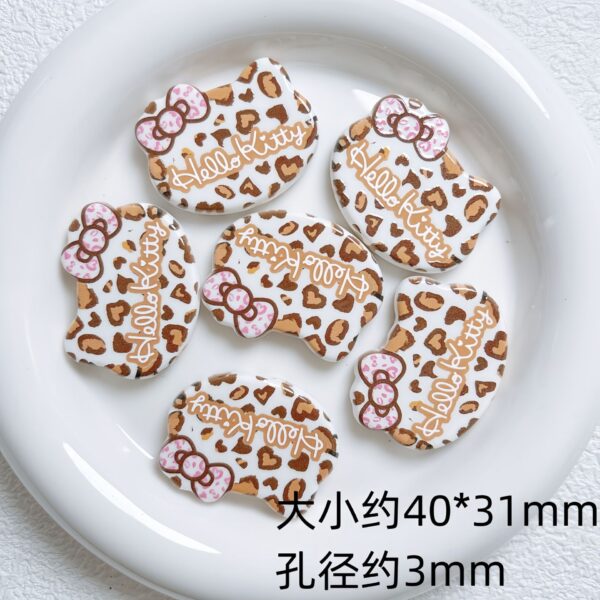 oly-81da19d7a299c238be568e8028d15820 Wholesale Acrylic Loose Beads Light Coffee Cartoon Cat Leopard Print for DIY Phone Charm Bag Charm Craft Supply