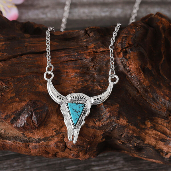 oly-8210b75645967c5972eda9fabe7ceb7c Wholesale Retro Western Bull Head Turquoise Earrings Necklace Set Geometric Fashion Accessory