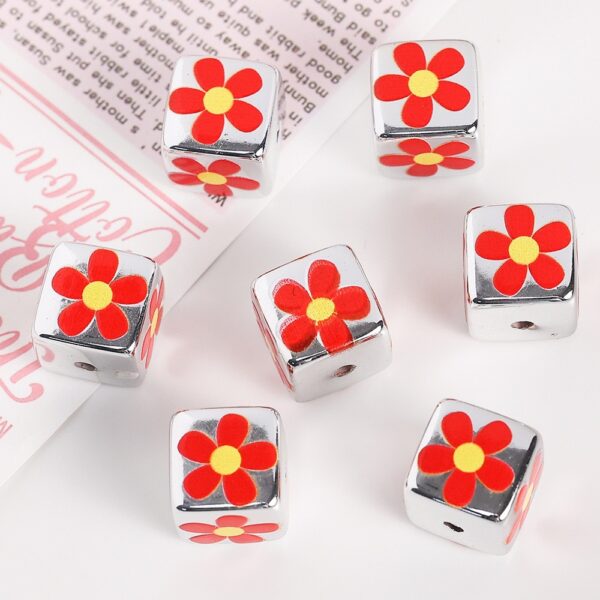 oly-8216a7d175f8c43da67913d4c081cb67 Wholesale Cute Cartoon Acrylic Loose Beads 14mm Printed Flower Polka Dot Mixed Colors for DIY Jewelry Making Phone Charms Bag Charms