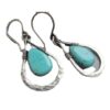 oly-8237463088c8db67705085acc6416290 Wholesale Silver Tone Retro Hammered Turquoise Drop Earrings Geometric Design Fashion Jewelry Accessory