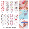 Wholesale 2/8/16pcs Cute Cartoon Character Summer Food & Heart Element Print Pen and Bookmark Stickers UV DTF Wraps OLY Exclusive