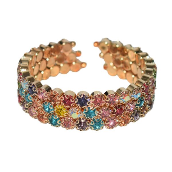 oly-826048da0f77ed43847e72fa5c9c1acf Wholesale 2 Row Rhinestone Electroplated Open Bangle Bracelet For Women Trendy Jewelry Accessory