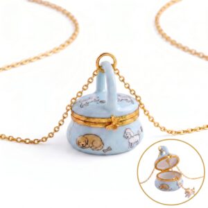 Blue folding puppy necklace