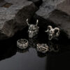 Wholesale Gothic Skull Goat Head Adjustable Open Ring Vintage Thorn Feather Design Unisex Fashion Jewelry Accessory