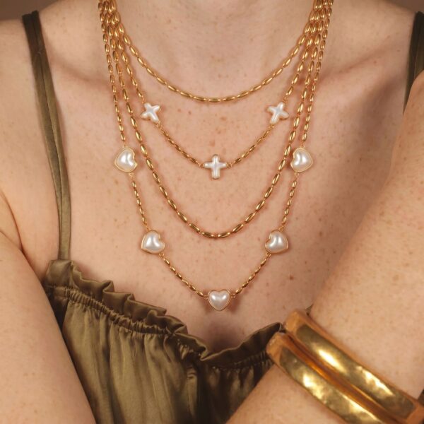 oly-82cf2404047f383797137b786030233a Wholesale Layered Star Seed Bead Necklace Electroplating Copper Geometric Pendant Stylish Fashion Jewelry Gift For Women