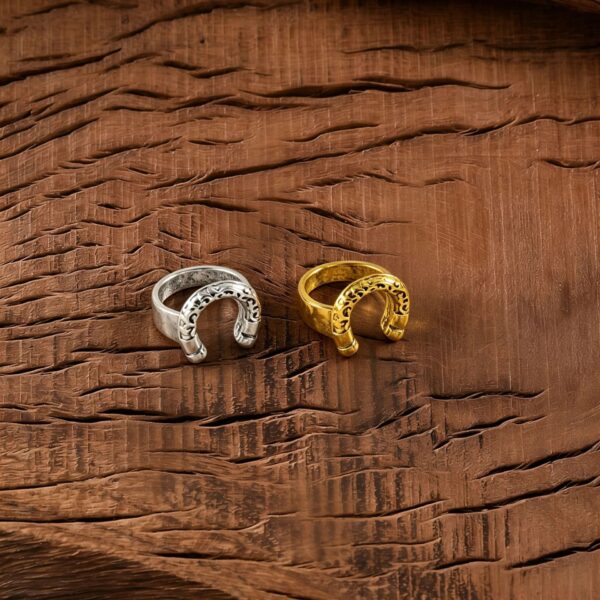oly-83cdee79d088dae71af18f6df4e2bc19 Wholesale Retro Western Cowboy Horseshoe Ring Set In Gold Tone Zinc Alloy Fashion Jewelry Accessory For Gift And Boutique Resale