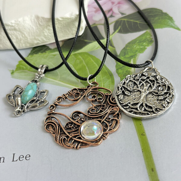 oly-83e85baf98c354961d7e3ae0336ab6c9 Wholesale Vintage Tree Flower Pendant Necklace Turquoise Stone Jewelry Accessory Gift For Women