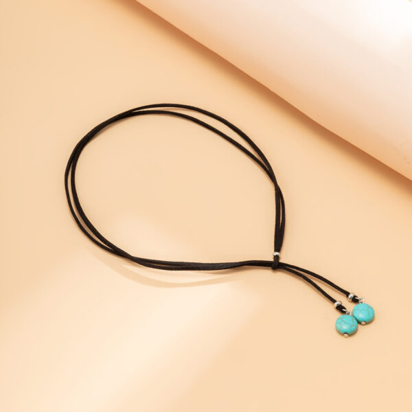 oly-84546c899b319d3a3934c38f2f42e55b Wholesale Stylish Geometric Turquoise Tassel Necklace Double Layer Adjustable Alloy Chain Fashion Jewelry Accessory For Women Gift Boutique Resale