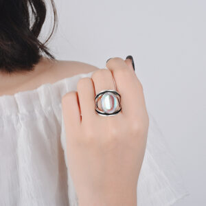 Wholesale Retro Bohemian Ring Colorful Moonstone Geometric Design Jewelry Accessory For Gift And Boutique Resale