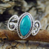 oly-84ae3951d54955cb0c68bbf295021419 Wholesale Zinc Alloy Turquoise Textured Ring Antique Silver Vintage Geometric Design Statement Jewelry For Women Boutique Fashion Accessory