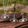 oly-84d770531a3ebf865011d19230b701c1 Wholesale Evil Eye Zircon Earring And Necklace Set Zinc Alloy Chic Jewelry Accessory For Women Gift