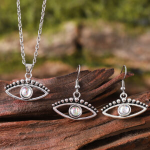 oly-84d770531a3ebf865011d19230b701c1 Wholesale Evil Eye Zircon Earring And Necklace Set Zinc Alloy Chic Jewelry Accessory For Women Gift
