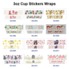 Wholesale 8pcs Mixed Cartoon Letter Graphic 3oz Cup Stickers Wrap OLY Exclusive