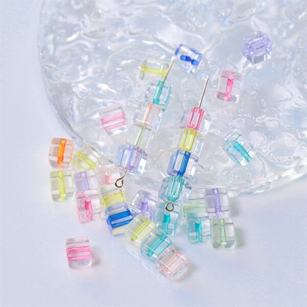 Wholesale Acrylic Square Beads Lake Blue 8mm 30 Pack DIY Jewelry Making for Bracelet Necklace Earrings Hair Accessories Boutique Resale
